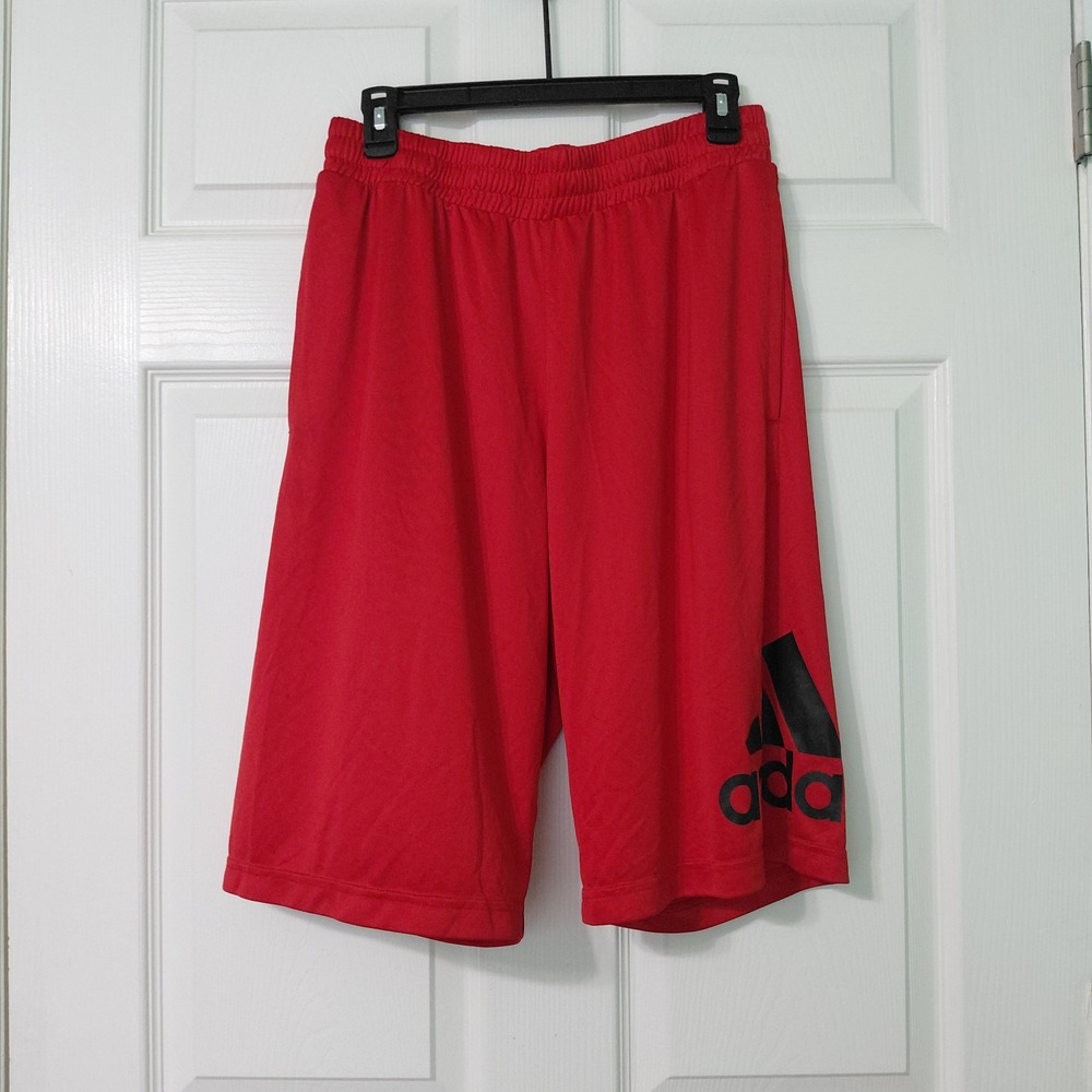 Adidas Shorts Basketball Athletic Gym Red Workout Size Large Graphic Tee
